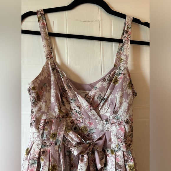 Lauren Conrad Chiffon Lavender Purple Floral Mini Dress Bow - Picture 3 of 6